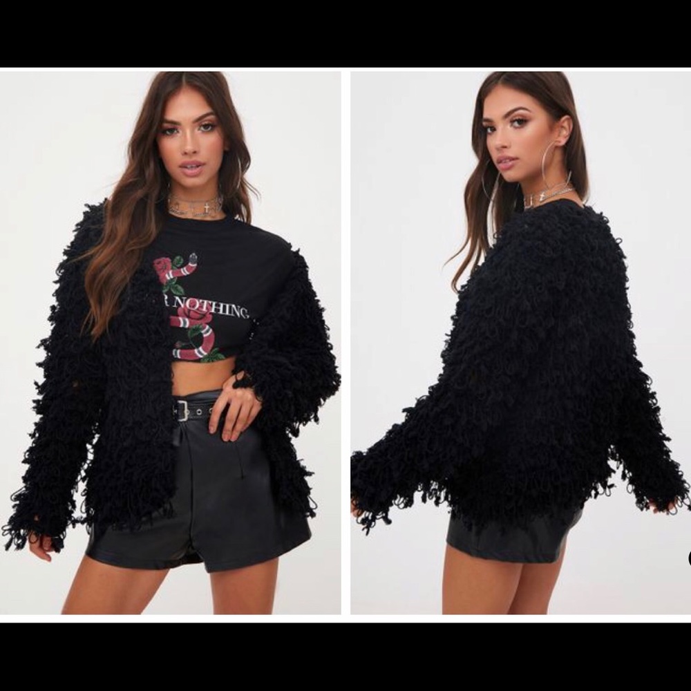 Fuzzy Knit Loop Open Cardigan - image 1